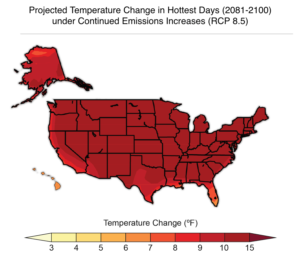 Projected Temperature Change of Hottest Days U.S. Climate Resilience
